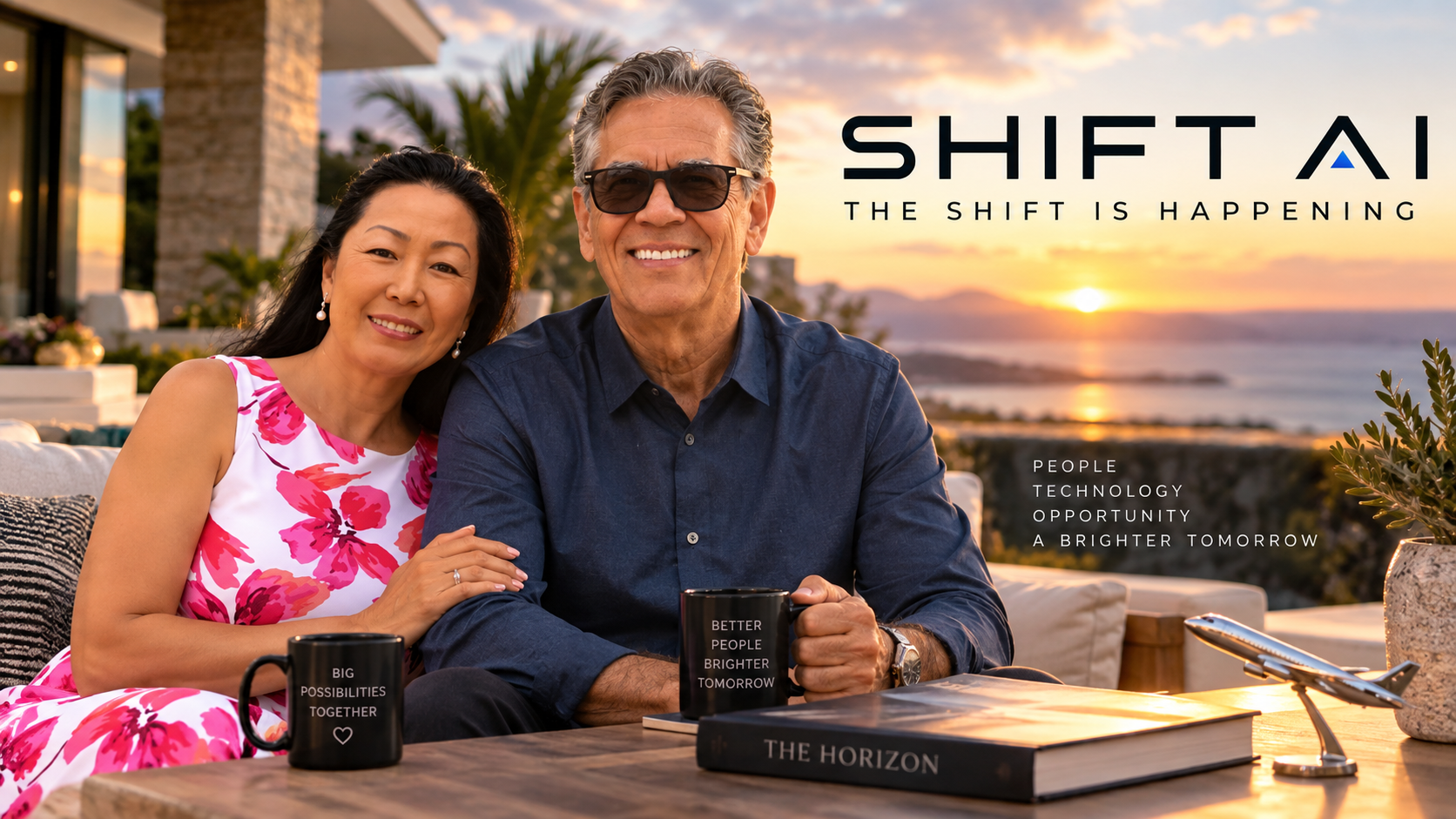 Glyn Taylor and his wife together at sunset
